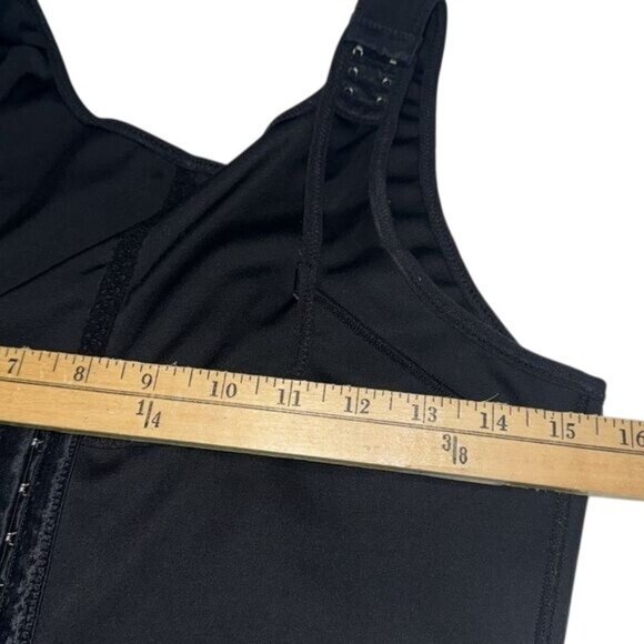 Black Adjustable Strap Shapewear Bodysuit With Front Hook Closure & Open Crotch - Picture 6 of 8